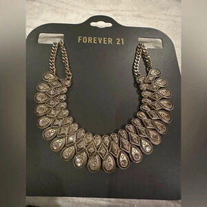Forever 21 Necklace - bronze with rhinestones statement necklace New!